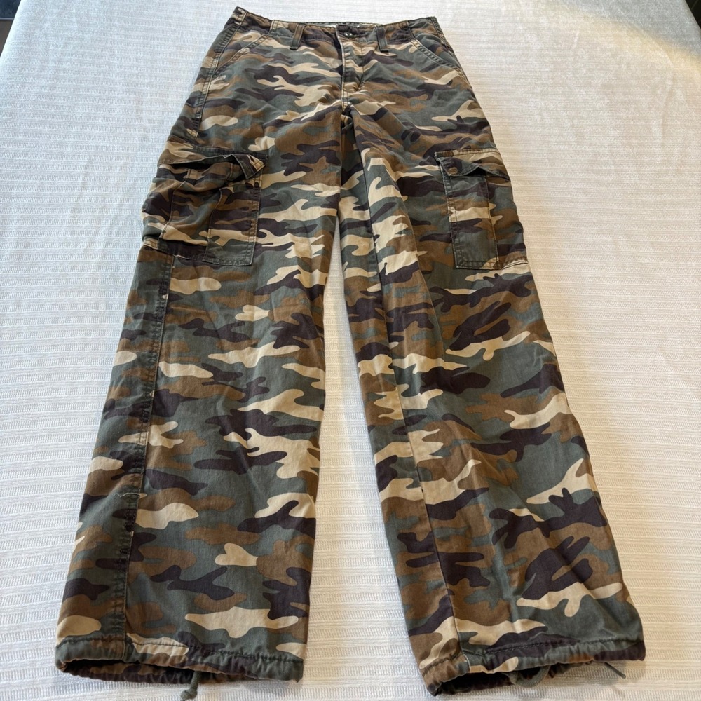 Levis 94 Baggy Cargo Pants Camo Green Brown W24 L30 Camouflage Relaxed